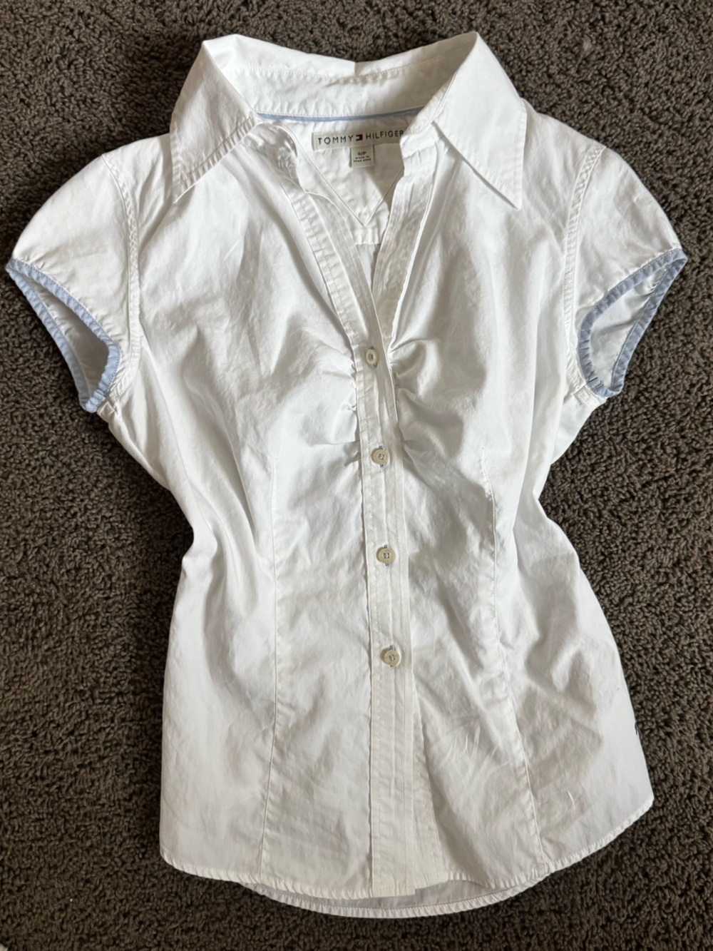 Tommy Hilfiger White Short Sleeve Button-Up Shirt